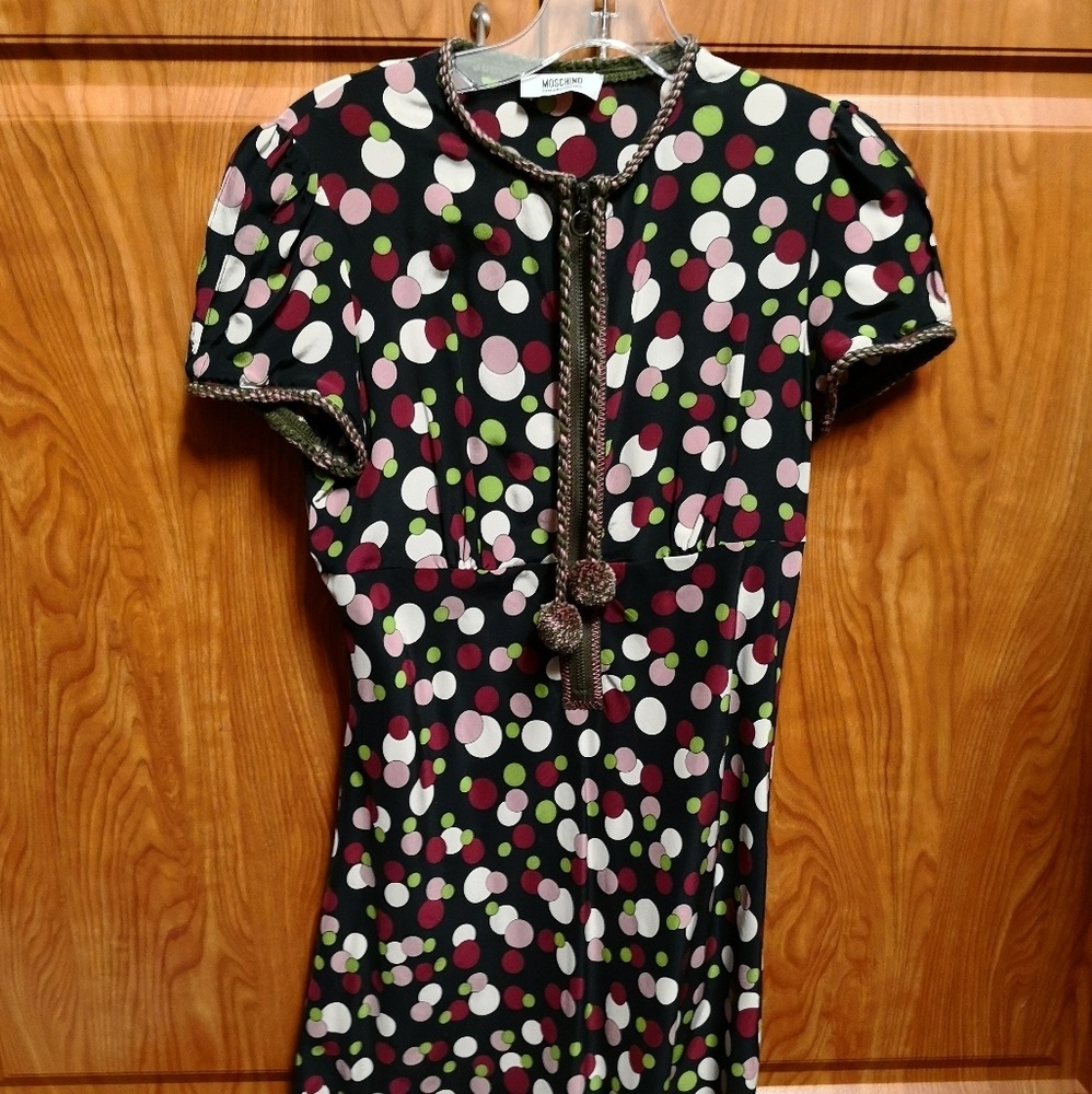 Vintage moschine polka dot silk cocktail dress